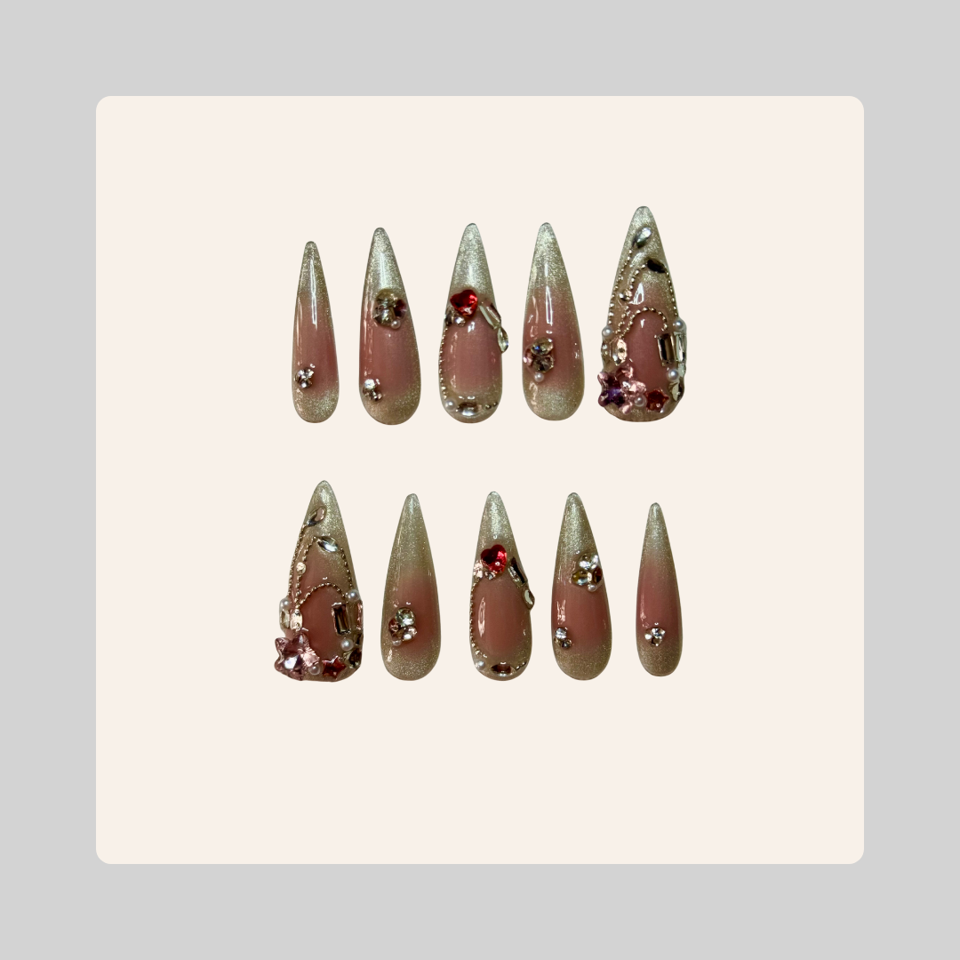 3.0 Stilettos Silver Pink Chain Embellished