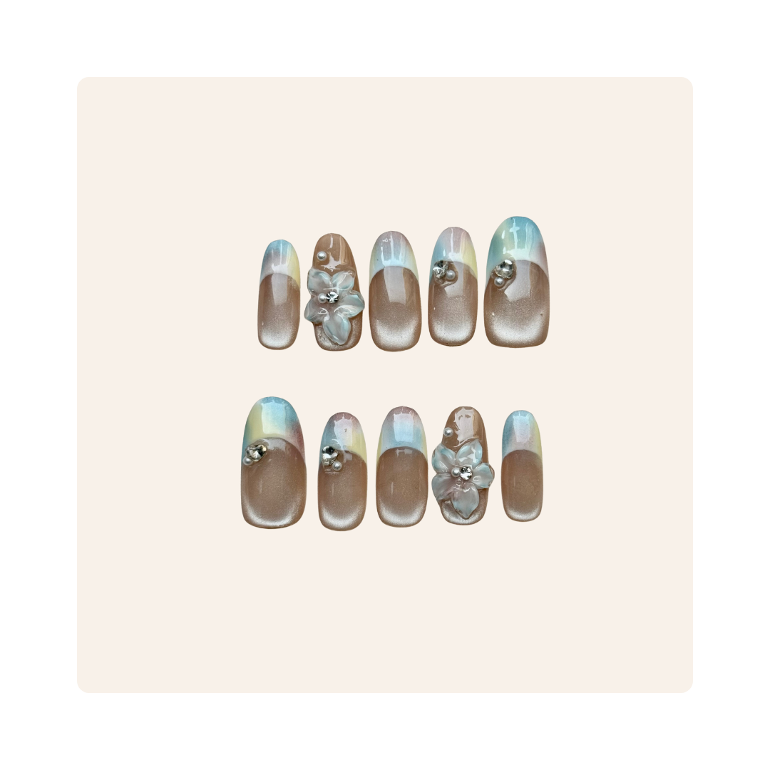 2.5 Oval Pastel Rainbow Fairycore