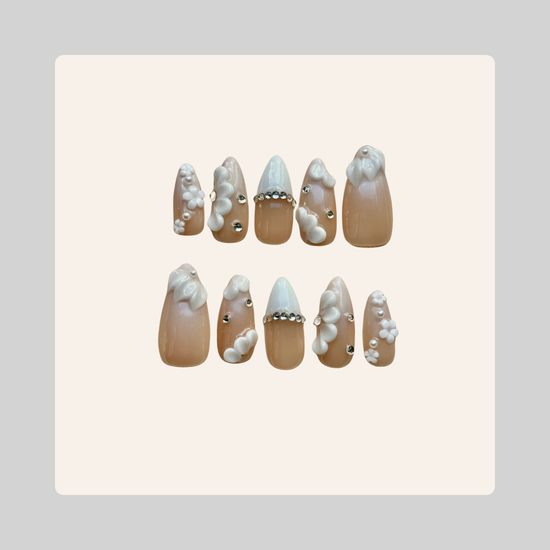 2.5 Stiletto Nude White Floral