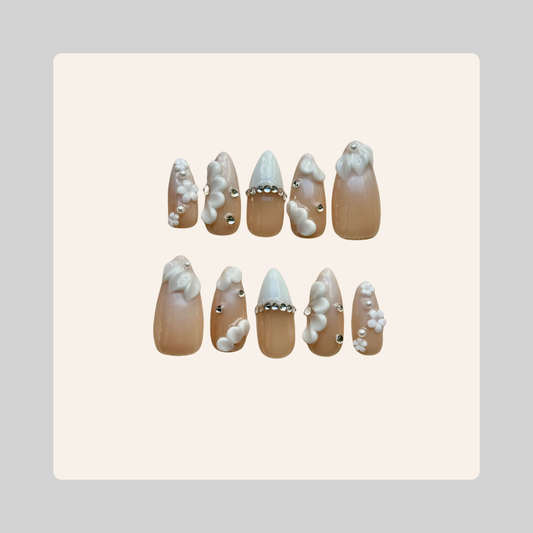 2.5 Stiletto Nude White Floral