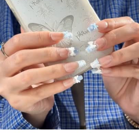 2.5 Coffin French Baby Blue Lace